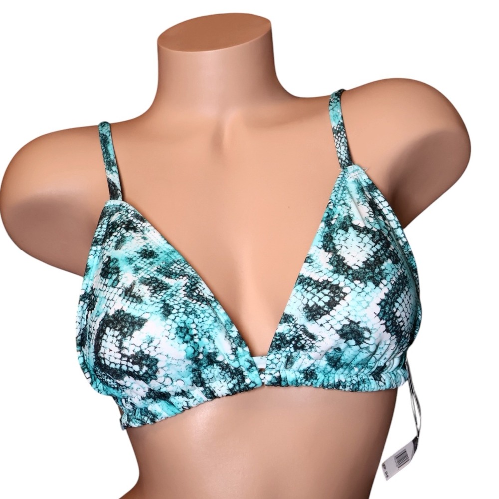 Sundazed Layla Snake Print Strappy Back Bikini Top 34C Teal Black NWT